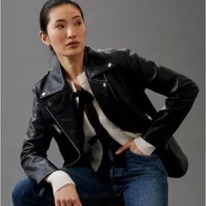 Avec Les Filles Faux Leather Moto Jacket Sz M